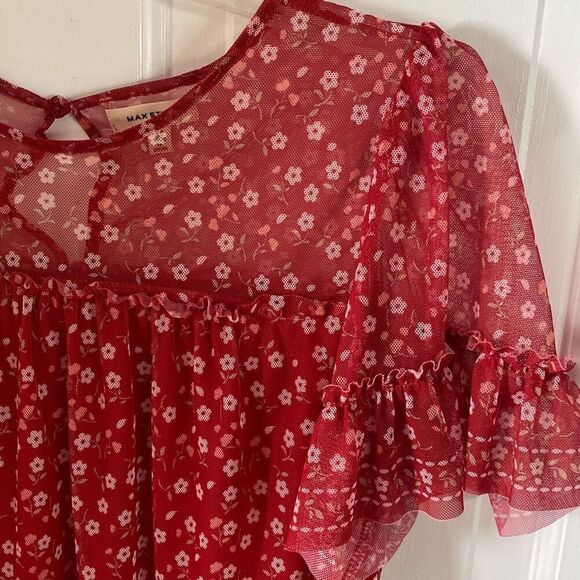 🔥3/$20🔥 Max Studio mesh floral print blouse size XS - Picture 5 of 11